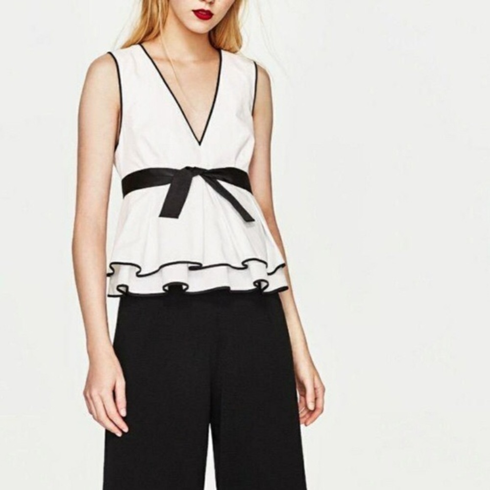 Zara Ruffle Peplum Top - Picture 2 of 7